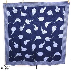 Vintage Jeannene Booher Designer Silk Scarf Lily Floral Design 36x36 - Hey Viv